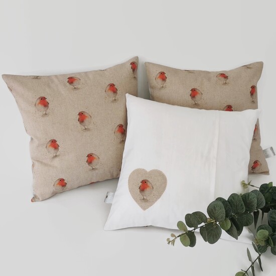 Bespoke, made to order country cottage robin cushions
