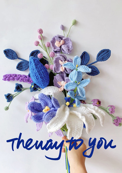 The Way to You blue color crochet flower bouquet