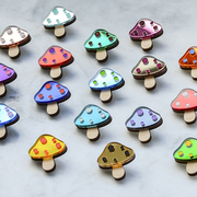 shimmering colourful mushroom toadstool brooches