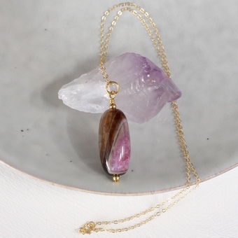 Pink And Brown Agate  Pendant
