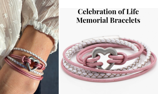 Silver and Pink Urn bracelets with urn tools 