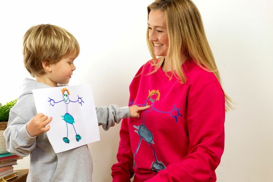 Women's sweatshirt with a child's drawing
