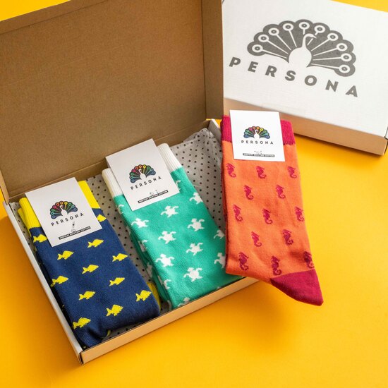 Sea themed sock gift box for men