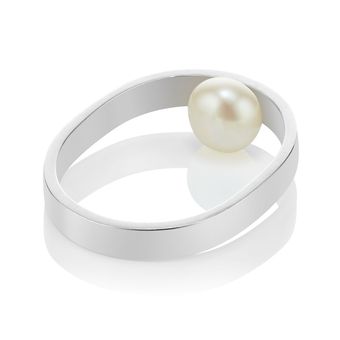 silver ring with hidden freshwater pearl