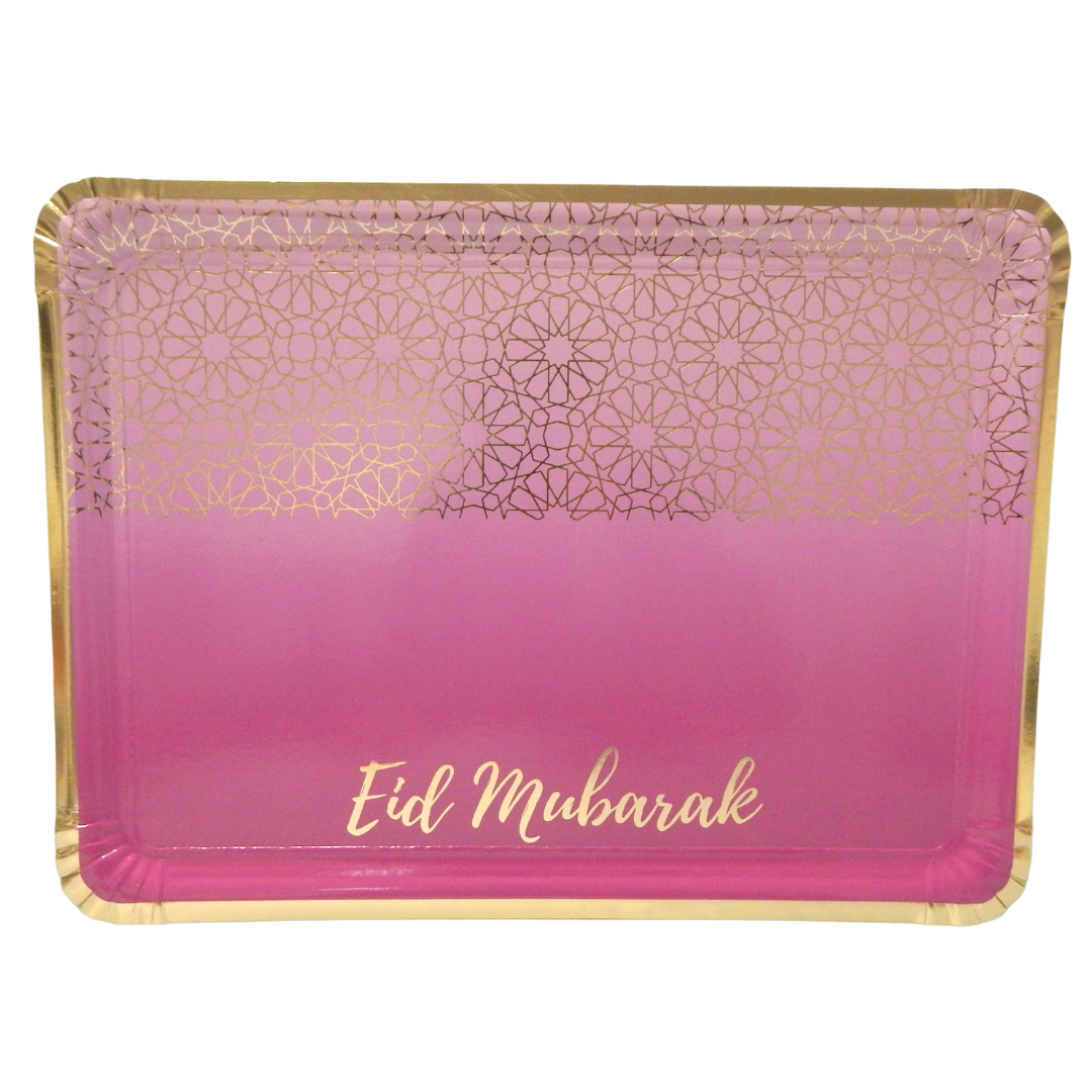 Eid Mubarak Serving Trays 3pk Purple And Gold