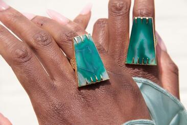 YAA YAA LONDON 'Determination' rings in Green from the up and coming Motivation Collection