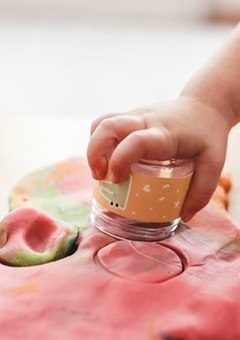 Little hand stamping natural play dough