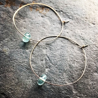 Aquamarine Hoop Earrings by BLJ Jewellery