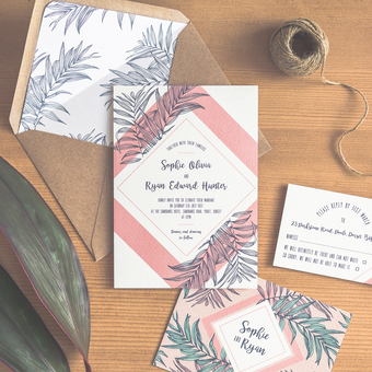Tropical Leaf Wedding Invitation