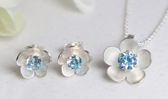 Handmade silver flower jewellery