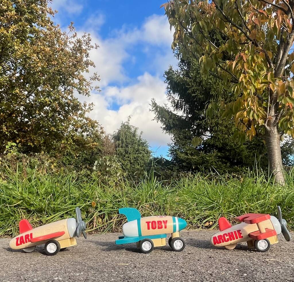 Personalised Wooden Pull Back Planes Choice Of Three