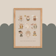 Weather bears nursery print paper + bean