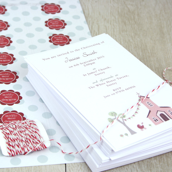 personalised christening invitations from molly moo designs