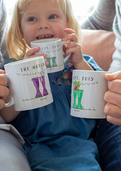 Personalised Set Of Welly Boot Family Mugs
