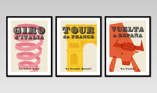 A selection of cycling art prints available from our shop