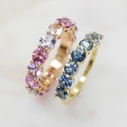 Coloured sapphire eternity rings