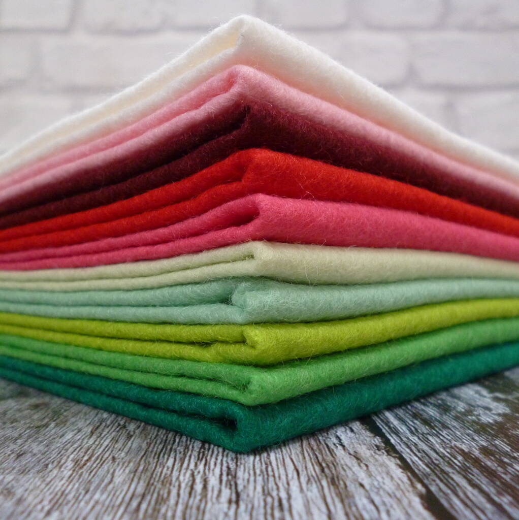 Holly Berry Felt Craft Pack 12' Squares Wool Blend Felt