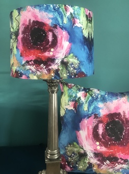 Rose Lampshade and matching velvet cushion
