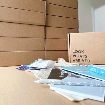snap shot of our delivery process and look whats arrived stamped onto the boxes. featuring mindset starter gift box