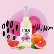 Picture of a bottle of PiQi water kefir with fruit