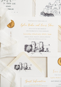 Castle wedding invitations with wax seal