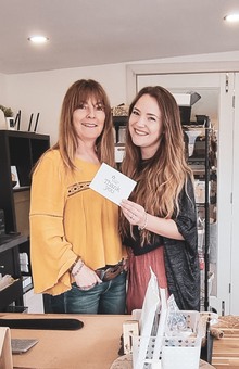 Sasha and Claire, Mother and Daughter Duo, in the garden studio, Morecambe.