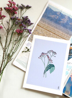 Flora On Purple Art Print 
