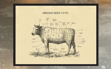 picture of a british beef cut butcher cut diagram
