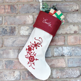 Personalised, embroidered Christmas stocking