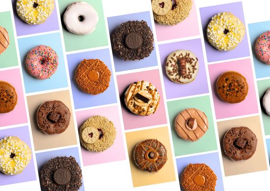 Collage of Planet Doughnut doughnuts
