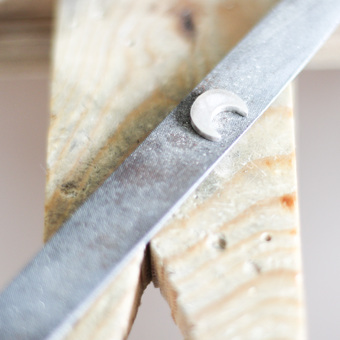 Sterling Silver Recycled Solid Crescent Moon on the Bench