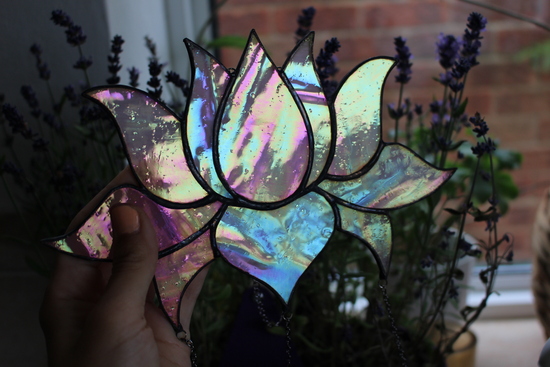 Large Pink Lotus Flower made of Glass