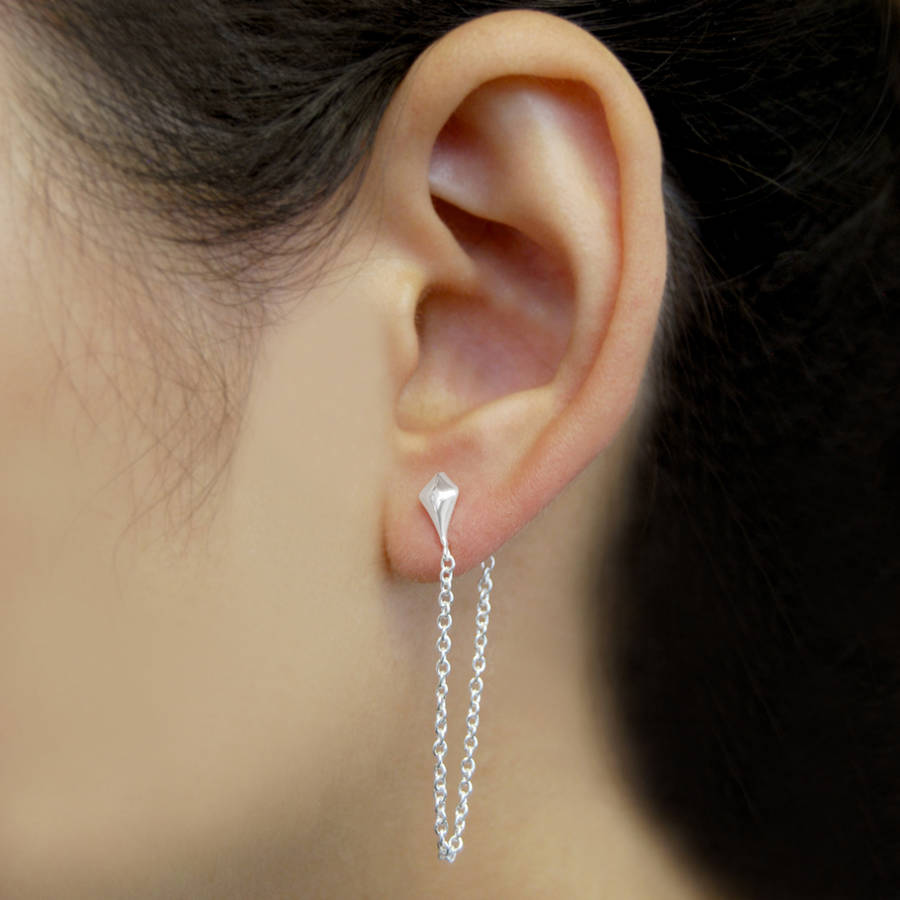 18k gold vermeil diamond chain drop earrings by otis jaxon silver