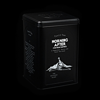 a black tin on a black background