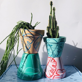Colourful plant pots