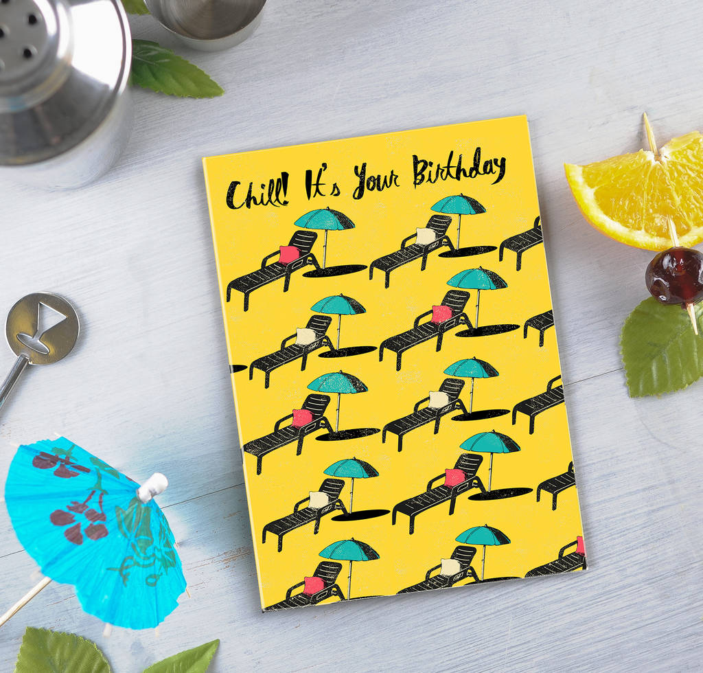 Rocket 68 Sunloungers Relax Birthday Card | 