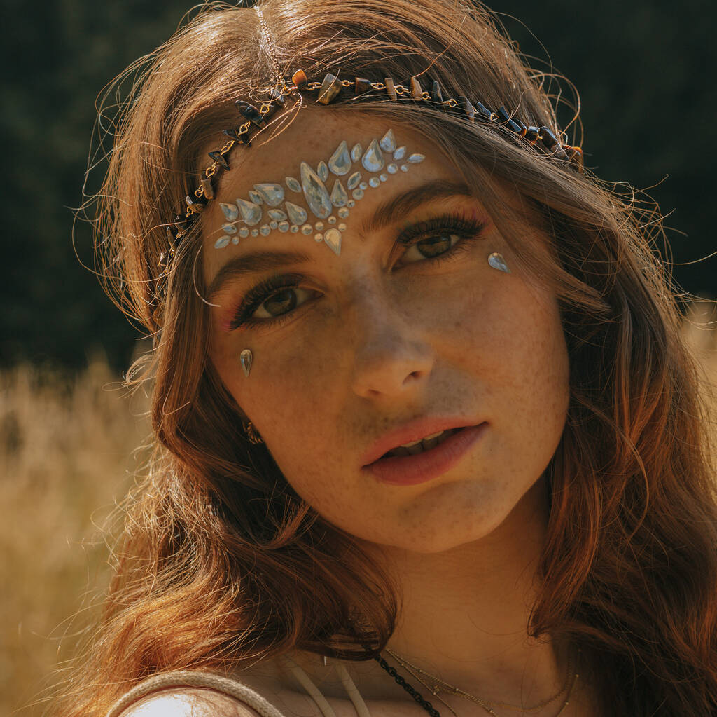 Tigers Eye Crystal Head Chain Festival Headwear