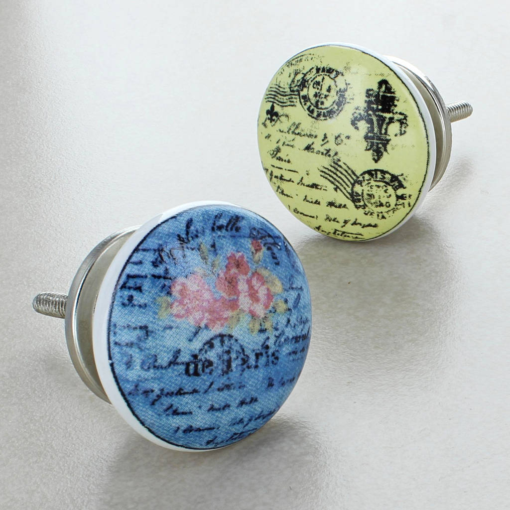 Postcard Ceramic Cupboard Door Knobs Handles
