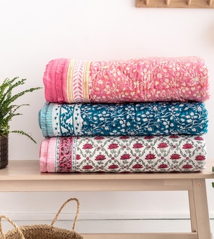 Effortless trading block printed quilts