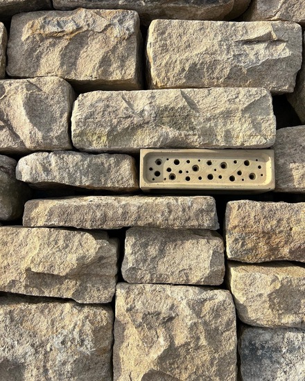 Our stone buff bee bricks wildlife habitat for solidarity bees