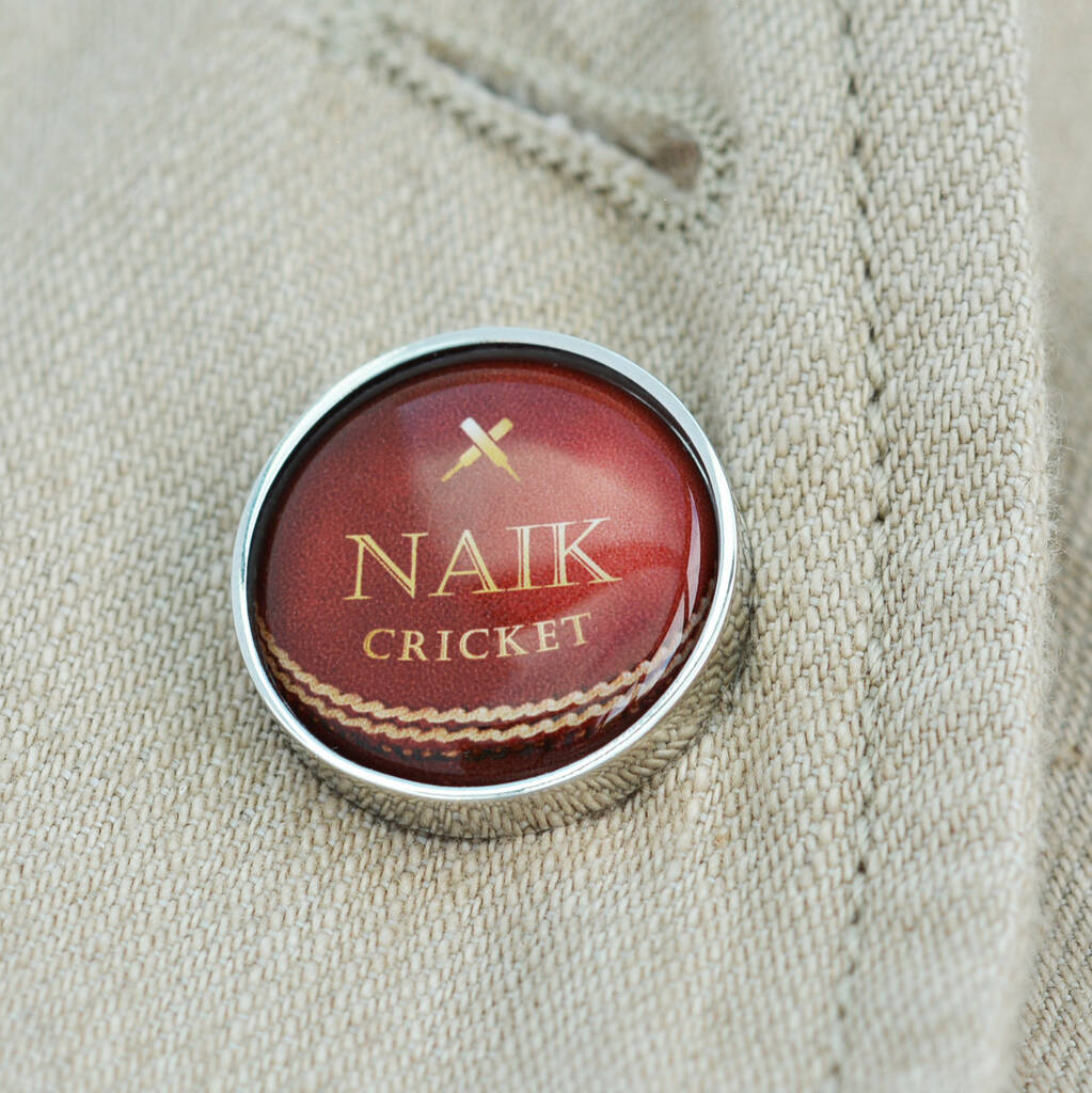 Personalised Cricket Ball Lapel Pin Badge