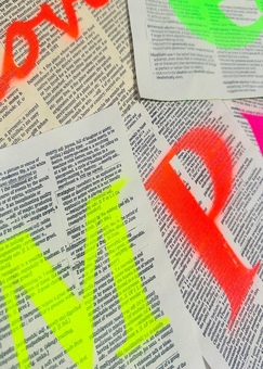 Recycled paper Neon initial print