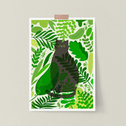 A3 Clack Cat print hiding in leaves