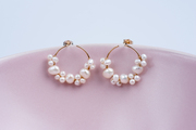 an image of beautiful large pearl cluster earrings in gold-filled from the brand mamie coco atelier