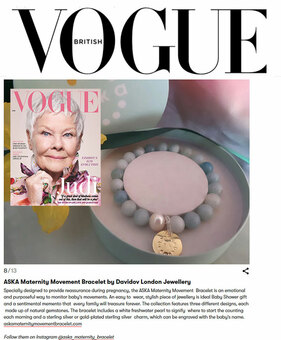 Aska maternity movement bracelet featured in British Vogue