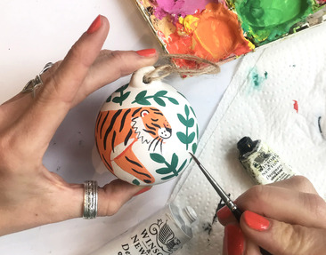 hand painted tiger bauble