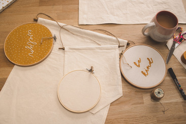 Handmade fabric embroideries