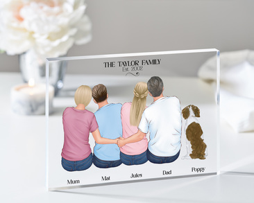 Family portraits, with personalised character prints. 