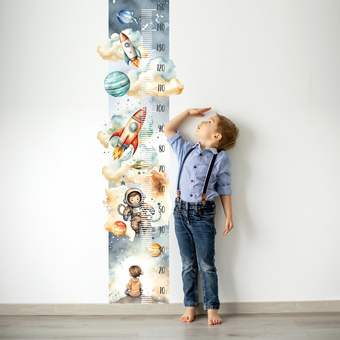 Space explorer height bar, premium wall sticker.