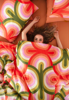 Retro geometric colourful duvet cover and pillowcases from Weirdstock